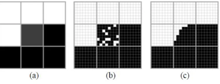 Figure 6. Super-resolution mapping when a patch is large, the class proportion of the central pixel is 0.2