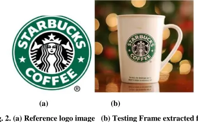 Fig. 2. (a) Reference logo image   (b) Testing Frame extracted from the Video. 