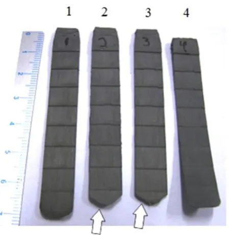 Figure 6.  Molded samples for mold fill evaluation 