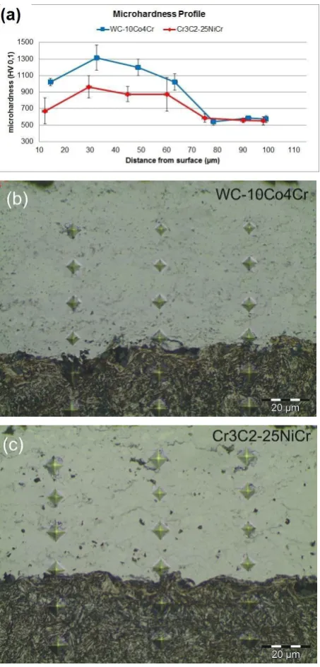 Figure 6.  Microhardness profiles of the coatings 