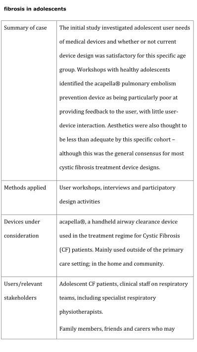 Table 4. Case 4:  influence of device design for management of cystic 