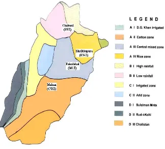 Figure 1. The Map showing the locations of different districts of Punjab (Pakistan) from which high and low input samples were taken  