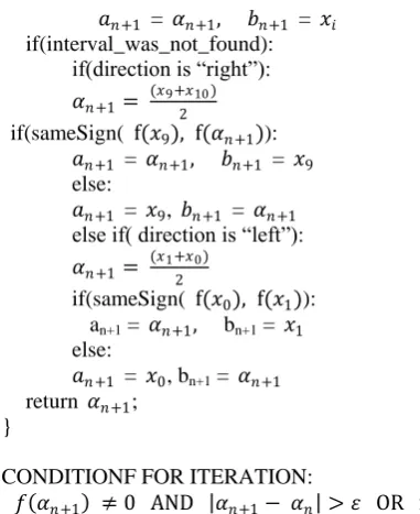 Table 1.  Results showing approximate roots of 