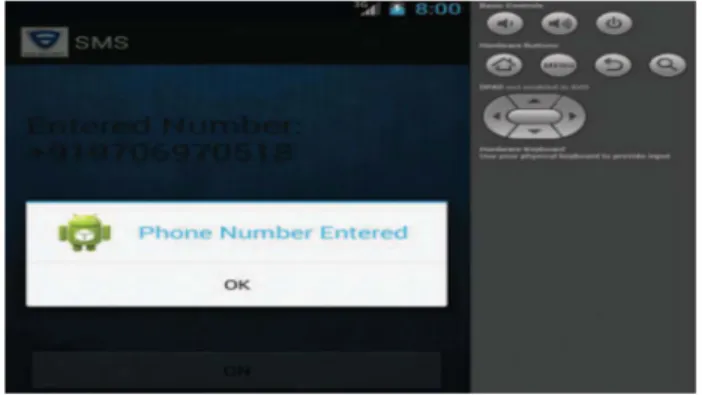 Fig.  6.  ANDROID application interface to enter the  10  digit mobile number. 