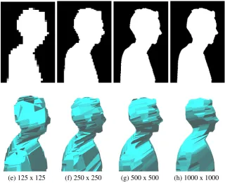 Figure 4.1: Impact of camera image resolution on the spatial quality of the visualhull