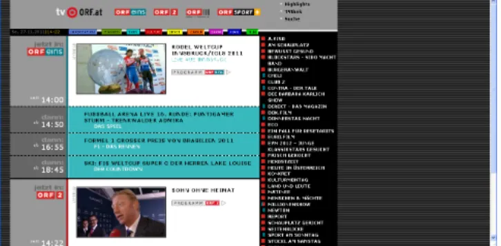 Figure 1.2: The website of ORF is developed in a fixed style. On wide screens, much space is lost on the right hand side.