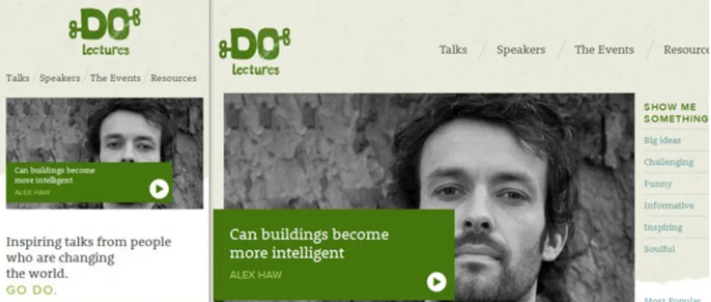 Figure 2.1: Example of a responsive web site : the layout changes according to the size of the screen.[WebDesignShock, 2011]