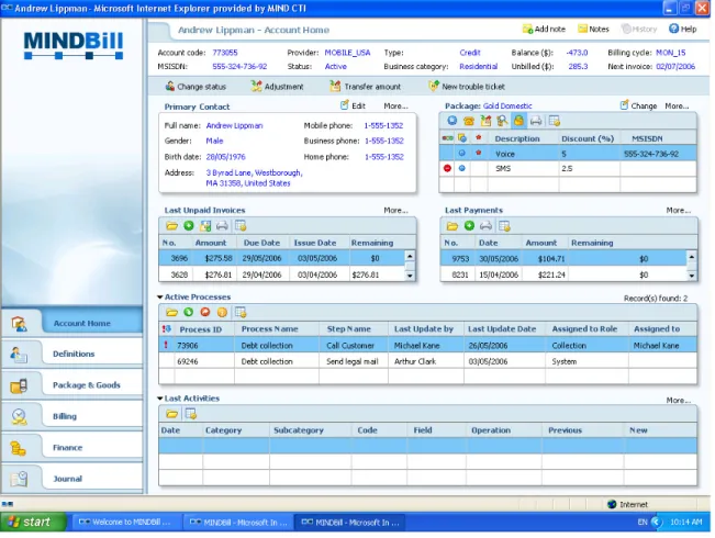 Figure 10 – MINDBill Web Interface 