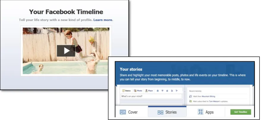 Figure 3: Screenshot illustraing the design language on the Facebook Welcome Page 