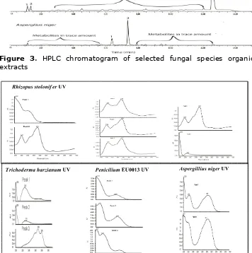 Figure 3. HPLC chromatogram of selected fungal species organic 