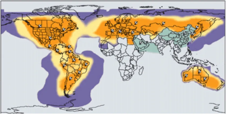 Figure 1.2: Coverage map of Globalstar (Source: [5]) 