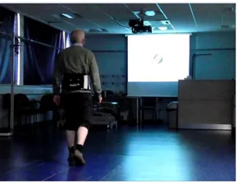 Figure 4.2: Photo of gait laboratory set-up for dual-task protocol. 