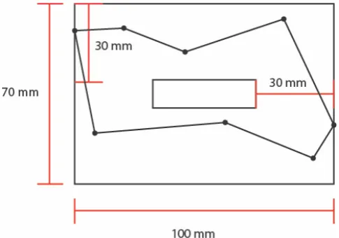 Figure 1.  The dimensions of the rectangular template used to construct a 100 mm elongated polygon 