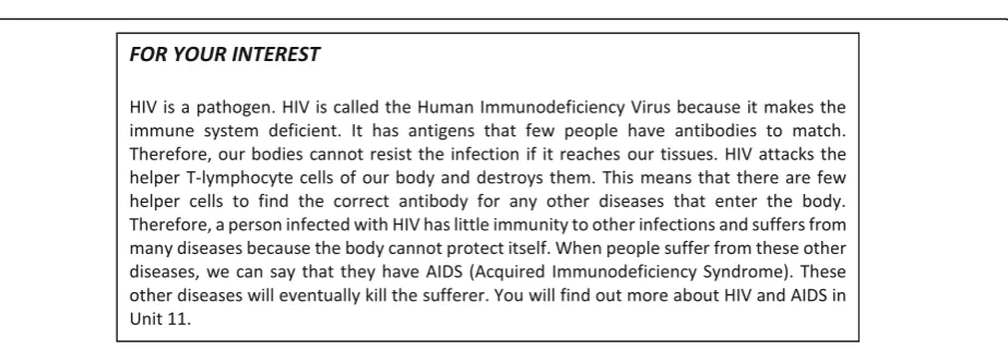 Fig. 2 An extract depicting how HIV/AIDS content is presented in a Life Sciences textbook (extracted from Ayerst et al., (2008, p