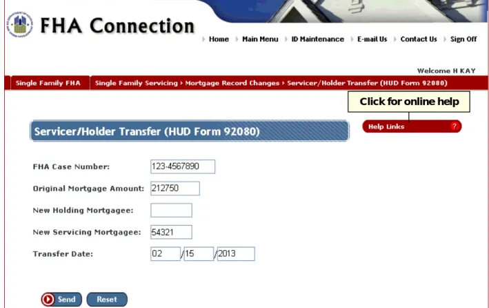 Figure 2: Servicer/Holder Transfer (HUD Form 92080) page 