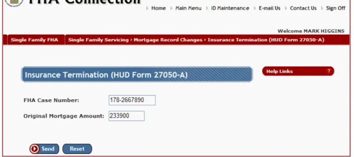 Figure 7: Insurance Termination (HUD Form 27050-A) page 