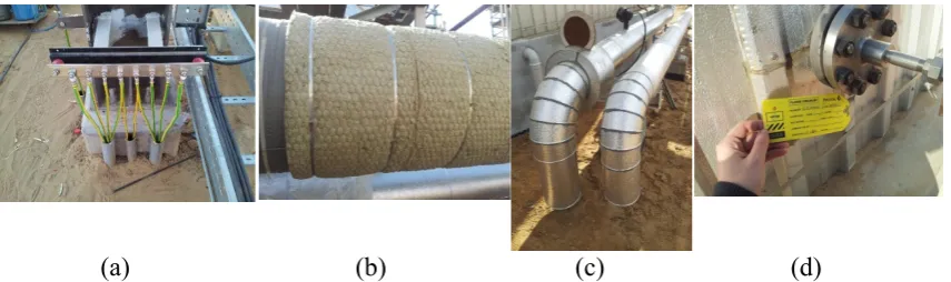 Figure 7: Cable Colour-Coding (a) and Pipe Insulation (b-c) with Instruments Attached (d) 