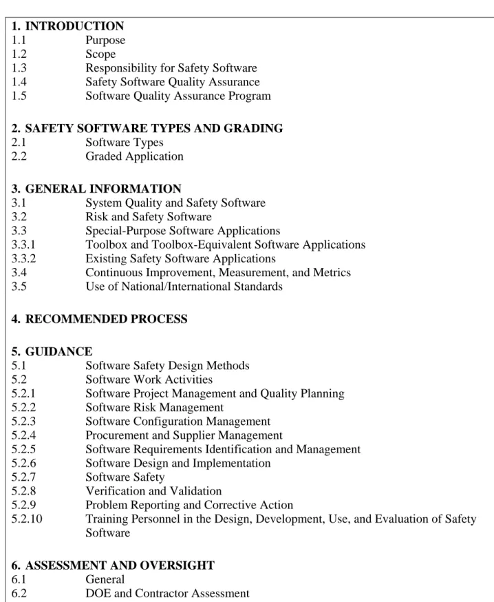 Table 3. DOE Safety Software Guide (Near-Final Outline) 