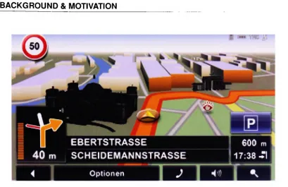 Figure 2.1: copyright ings Example for 3D building models in a Nav-System - An example for 3D build- in a car navigation system providing spatial context (from http://www.navigon.com/, Navigon AG)