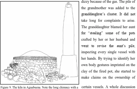 Figure 9. The kiln in Aguabuena. Note the long chimney with a certain vessels. A whole discussion cross on the top