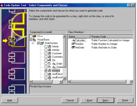 Figure 24 Code Update Tool—Select Components and Classes Page On this page, you select the components or classes from which you want to generate code