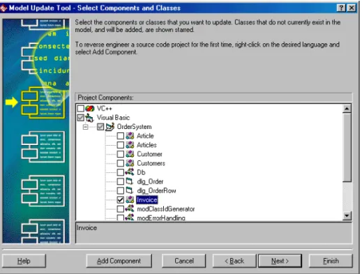 Figure 28 Model Update Tool—Select Components and Classes Page On this page, you select the components that you want to update