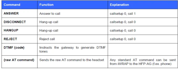 Table 1: AT Commands