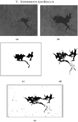 Fig 4. (a) Band 4 of the Landsat TM image acquired in September 1995, (b) band 4 of the Landsat TM image acquired in July1996, (c) 