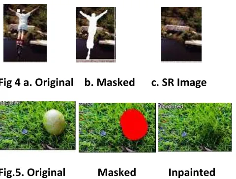 Fig 4 a. Original    b. Masked      c. SR Image 