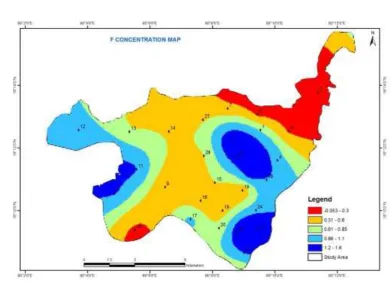 Figure V: Distribution of fluoride in the study area 