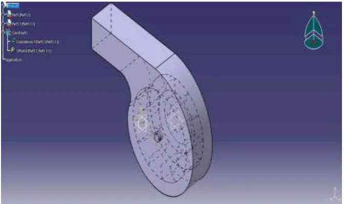 Fig. 6: Model of impeller with airfoil blade The next important element of our product is casing, which provide divergence shape throughout the periphery 
