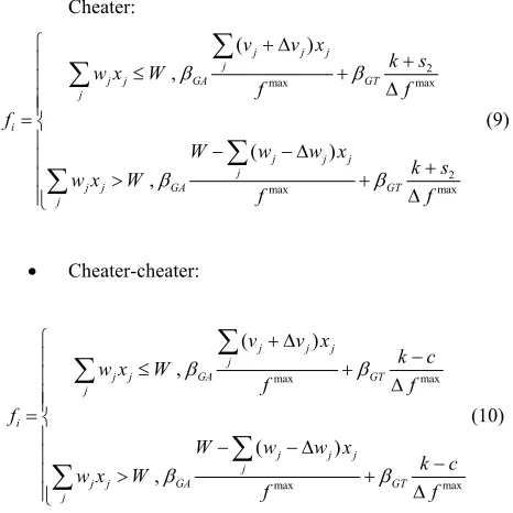 Table 1.- Game models.  Payoff matrix parameters * 
