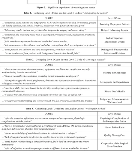 Table 1.  Collapsing Level I Codes into the Level II Code of “Anticipating the patient” 