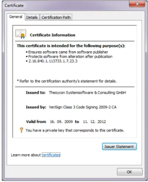Figure 4: Certificate Information