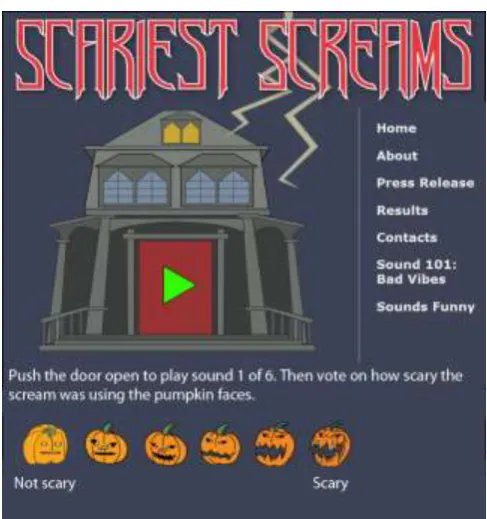 Figure 1. The voting screen used for the scary screams website (text enlarged). 