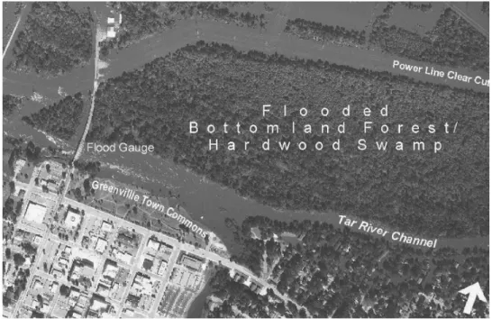 Figure 4: The study area during flood, September, 1999 (Wang et al, 2002)  
