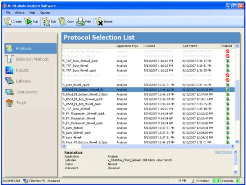 Figure 2-17 Protocol Selection List View with Show enabled state icon in list  view for methods and protocols selected