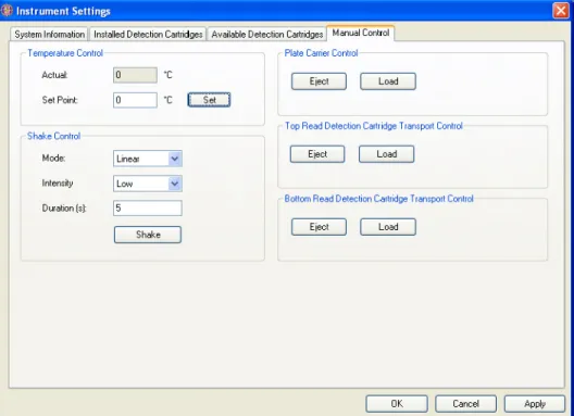 Figure 3-9 SpectraMax Paradigm Multi-Mode Detection Platform Instrument  Settings - Manual Control