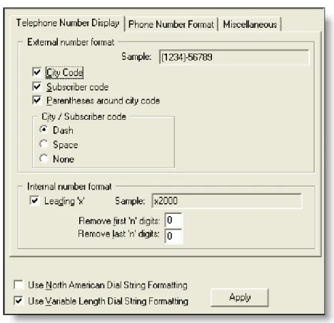 Figure 11.  Telephone Number Display tab