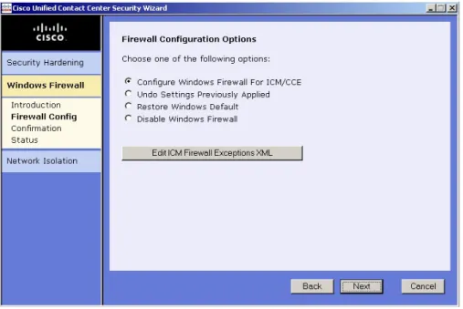Figure 16: Example Firewall Configuration Options Panel