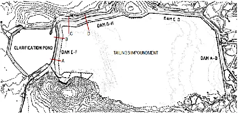 Figure 1 Location of samples, DAM E-F and DAM G-H from Aitik Tailings Dam 