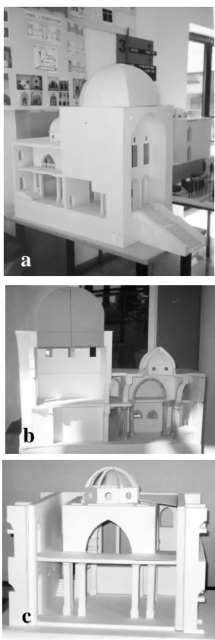 Figure  2:  Three  models  of  the  entry  hall  to  the  historic  building  of  the  Science  Museum  in  Haifa  (A