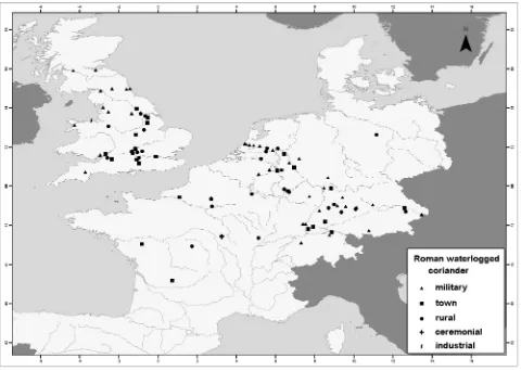 Figure 6 The Roman distribution of coriander (waterlogged records only). 
