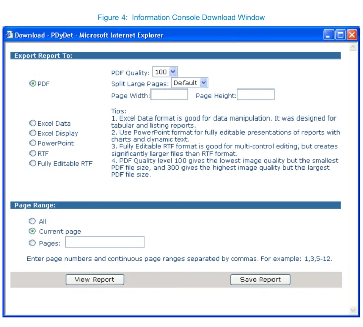 Figure 4:  Information Console Download Window 