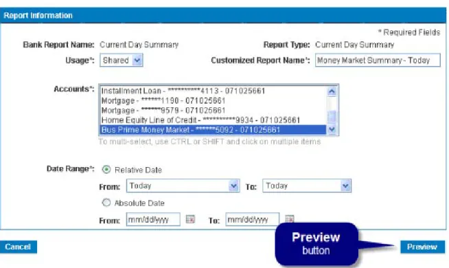 Figure 7:  Customized Report Page (Summary Form) 