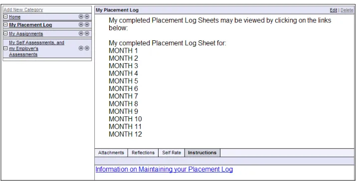 Figure 3 shows the layout of the area provided for the students to upload their log books on a week by week basis, which could be accessed by tutors monthly