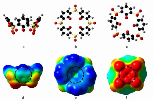Figure 3 Sulfonylcalixarene models and ESP maps 