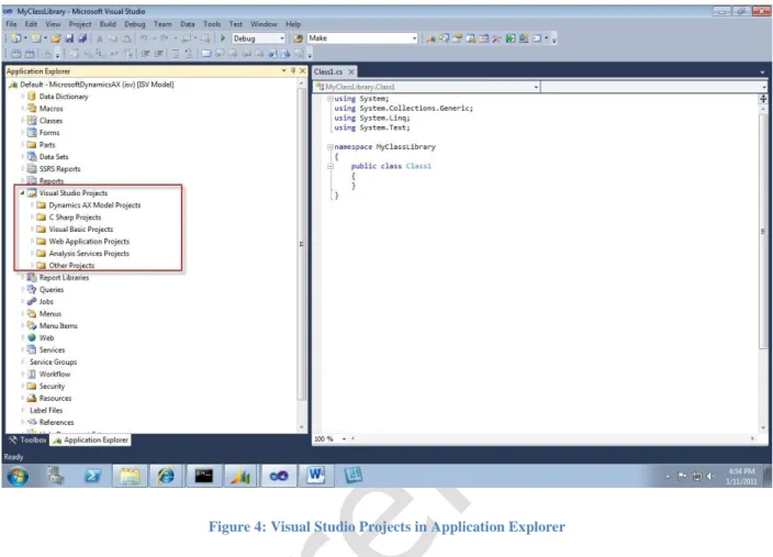 Figure 4: Visual Studio Projects in Application Explorer  