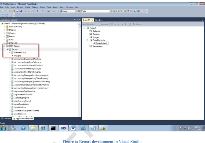 Figure 6: Report development in Visual Studio 