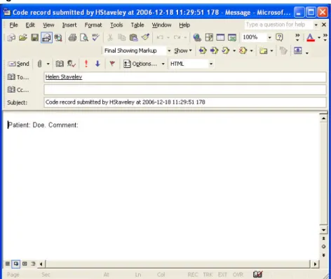 Figure 2.  Code Record E-mail Window
